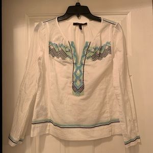 BCBG Max Azria Embroidered Peasant Top - size XS